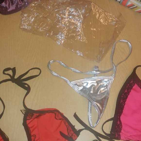 NEW NWOT Metallic Stripper / dance / club wear outfits / thongs Lingerie OS